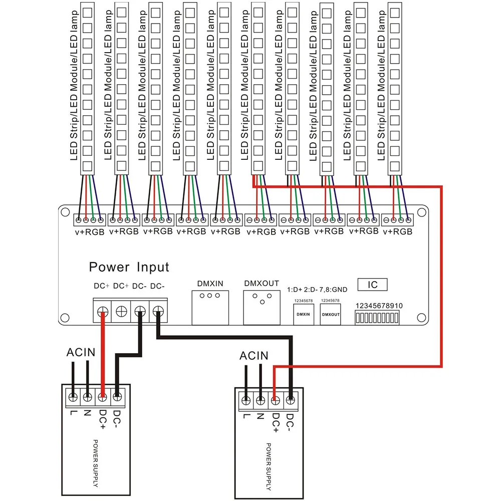 30CH DMX 512 RGB Светодиодные полосы контроллер по протоколу DMX декодер светодиодный декодер DMX диммер драйвер DC9V-24V контроллер