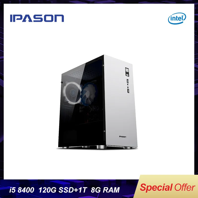  8th Gen Intel IPASON M5 Office Desktop computer/Gaming PC i5 8400 Hexa-Core DDR4 8G RAM 1THDD+120G 