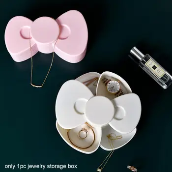 

2-Layer 360-Degree Rotatable Dustproof Jewelry Storage Cute Fashion Box ABS Lightweight & durable Small Objects Classification