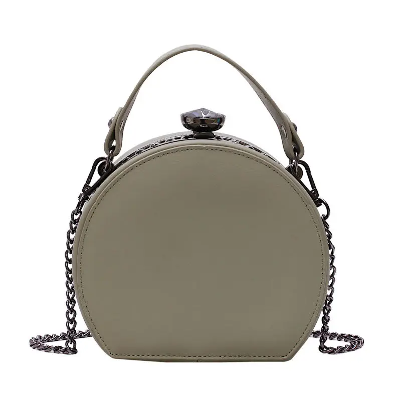 Роскошный алмаз Для женщин круглый сумка брендовая, Дизайнерская кожаная заклепки Сумки мини маленькие сумки через плечо сумки для Для женщин сумки на цепочке - Цвет: Green