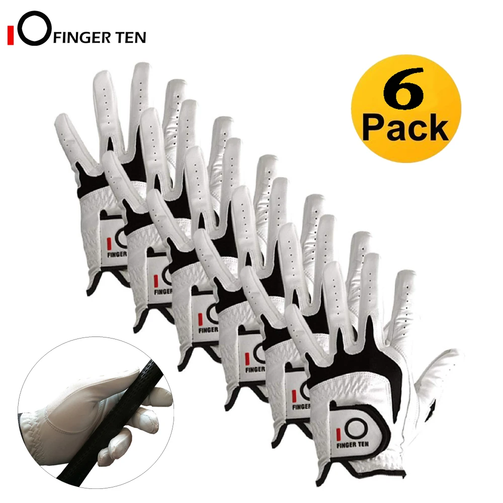 HOT SALES! 6 Pcs/3 Pair All Weather Grip Comfortable Golf Gloves Men Cabretta Leather Left Hand Right Hand S M ML L XL