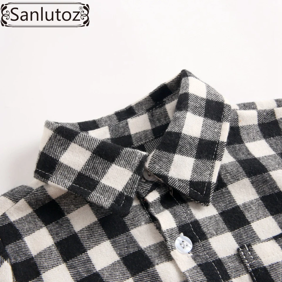Sanlutoz/Детские боди из хлопка с длинными рукавами; одежда для малышей; Модный клетчатый Комбинезон для маленьких мальчиков; Одежда для новорожденных