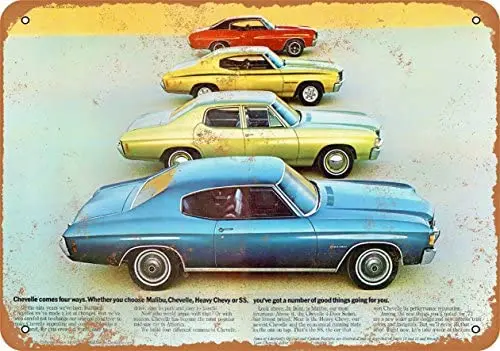 Настенный цвет 7x10 металлический знак-1972 Chevy Chevelle-винтажный вид | Дом и сад