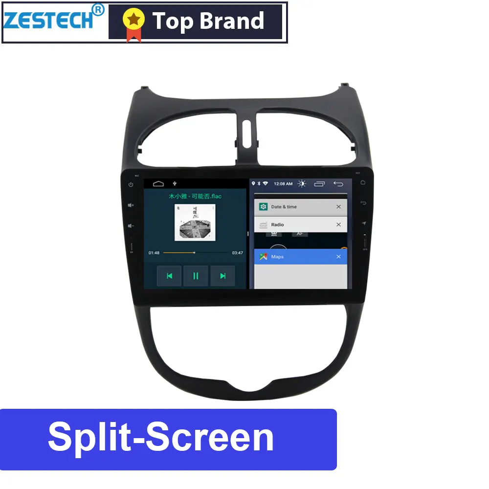 Zetech 9 дюймов Android автомобильный Радио dvd-плеер для peugeot 206 Play And Plug Автомобильный gps навигатор мультимедийный Руль управления