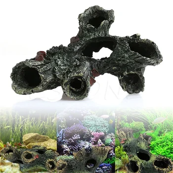 

Fish tank ornament simulation tree roots trunk turtle hidden beautiful scenery resin 1 piece