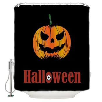 

Halloween Printed Bath Curtains Halloween Themed Evil Pumpkins Shower Curtain Waterproof Polyester Fabric 3d Curtains For Bath