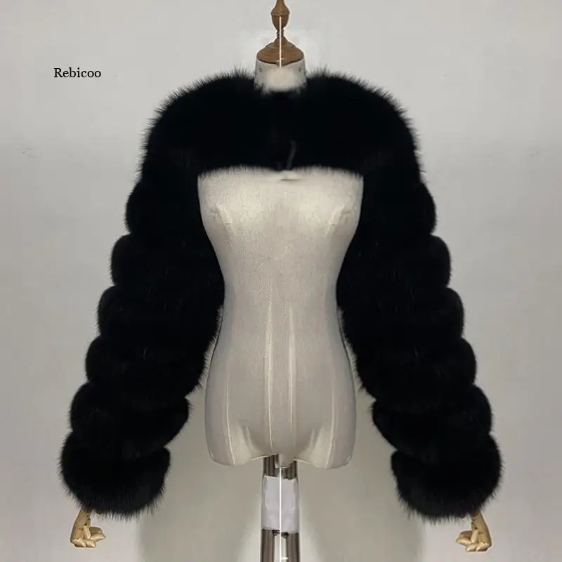 

2021 Retro Fashion Winter Short Faux Fox Fur Coat Women's Long Sleeve Warm Mink Slim Jacket Furry Coat Women's Top