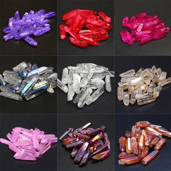 

10pcs/lot Natural Raw Quartz Crystal Stick Beads Top Drilled Point Pendant Beads Loose Stick Points Beads for Jewelry Making