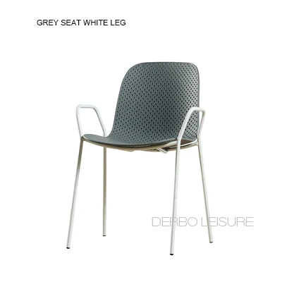 Grey Seat White Leg Современный классический нордический дизайн Лофт металл пластик стальная ножка мода мягкий цвет Высокое качество столовая боковая рука стул 1 шт - Цвет: Grey Seat White Leg