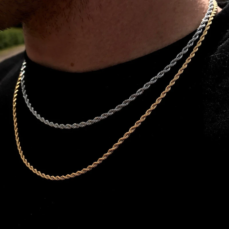 Fashion Men Rope Chain Necklace 3mm 