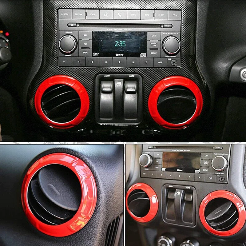 Крышка вентиляционного отверстия кондиционера отделка акценты для Jeep Wrangler JK JKU Unlimited 2007-(4 шт, красный