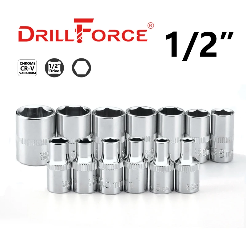 

Drillforce 8-32mm Wrench Socket 1/2" Drive Short Adapter Spanner Converter Reducer Electric Hexagon Ratchet Car Auto Repair Tool
