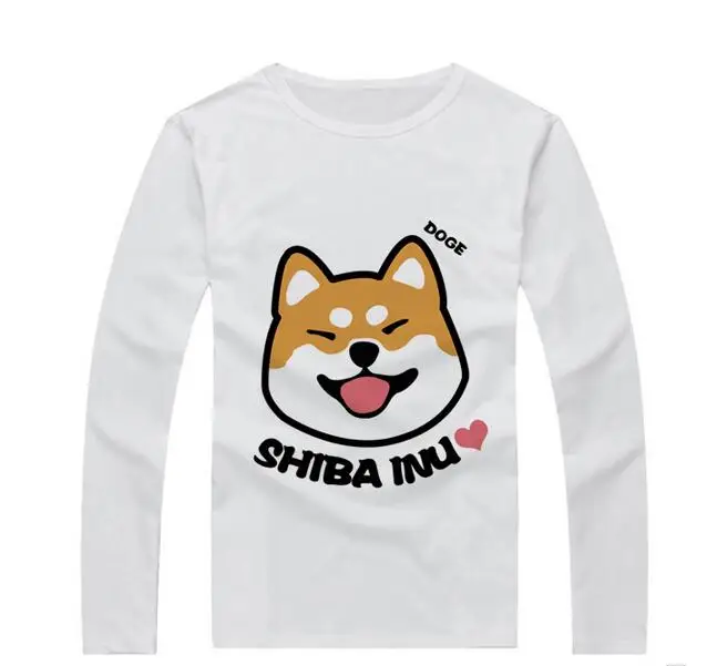 Новая модная футболка Doge, Мужская футболка с рисунком милой собаки, летняя футболка с длинным рукавом