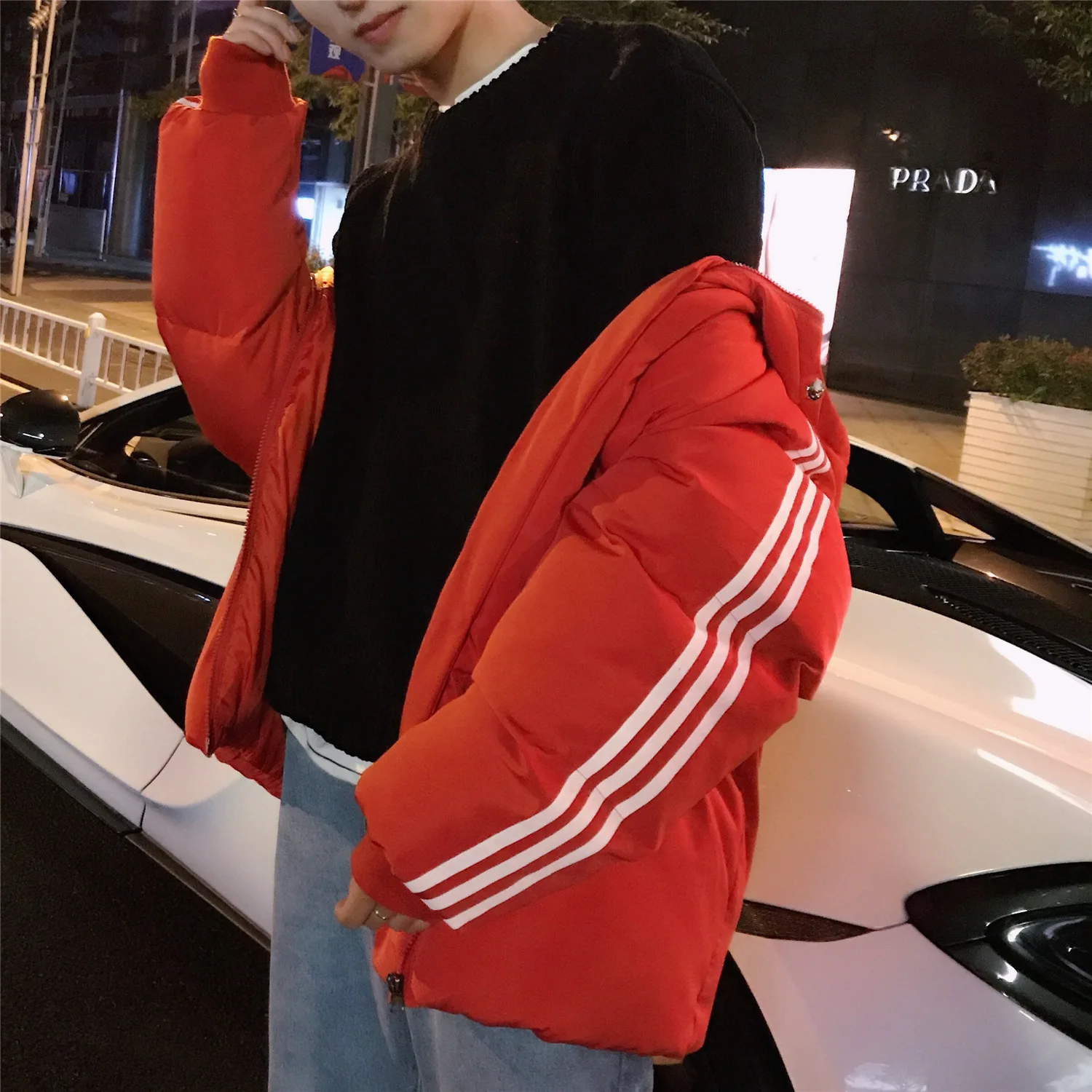 Winter New Style Les Handsome T Korean-style Thick Hooded Cotton-padded Clothes Trend Cotton Coat Loose-Fit Cotton-padded J