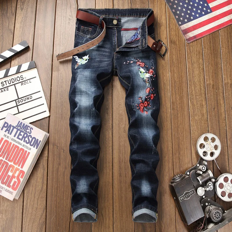 BOKADIAO Man jeans luxury Embroidery 