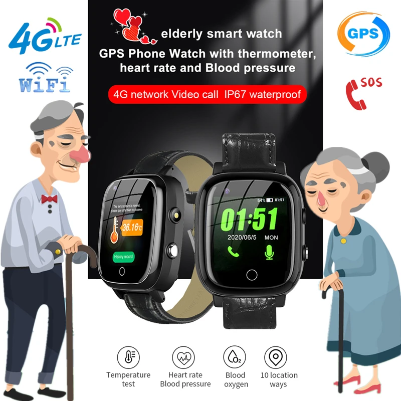 US $54.99 S5P 4G Elderly smart watch Smartwatch Heart Rate GPS WIFI Positioning Track Watch Voice Chat SOS Video Call Alarm Clock Old man