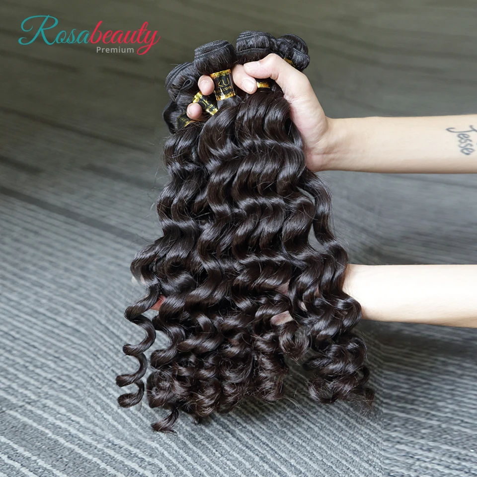 

[Rosabeauty] OneCut Hair Loose Curly 8-30 32inch H Brazilian Raw Virgin Unprocessed Hair Natural Color 100% Human Hair Weaving 4 Bundles Deal