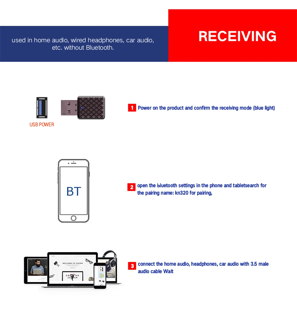Беспроводной USB Bluetooth 5,0 приемник передатчик адаптер 3,5 мм AUX для ПК компьютера ТВ автомобиля музыка стерео