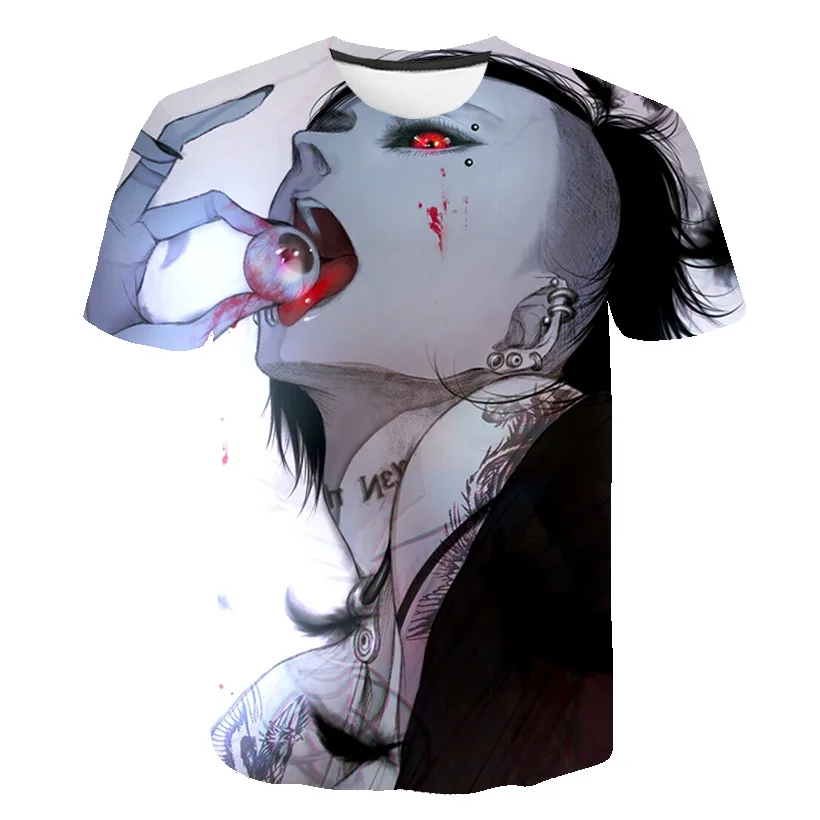 Летние футболки футболка Tokyo Ghoul мужские с принтом крови повседневная одежда
