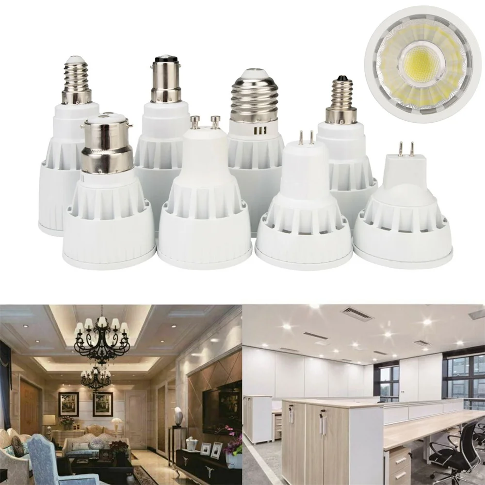 Dimmable LED COB Spotlight GU10 Bulb Spot Lights GU5.3 E12 B15 E27 E14 B22 Bayonet 7W 9W 12W MR16 DC 12V Super Bright 110V 220V | Освещение
