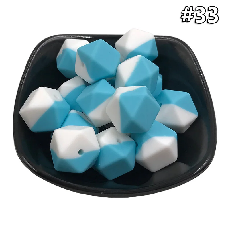 5PCS Beads 33 5 шт./компл. силиконовые шестигранные шарики 17 мм Силиконовые Шарики фитинг BPA бесплатно пищевого качества детские жевательные прорезыватели Прорезыватель Соска клип игрушка - Цвет: 5PCS Beads 33