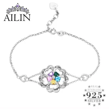 AILIN Crystal Bracelet Five Heart and Name Personalized Name and Birthstone Special Jewelry Gift For Mom Family Gifts