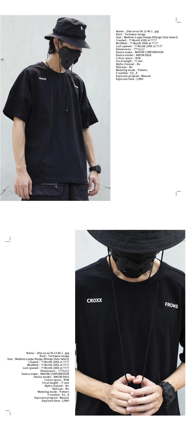 The croxx Men's cotton  t-shirt TCX18-21 loose techwear aesthetic streetwear ninjawear