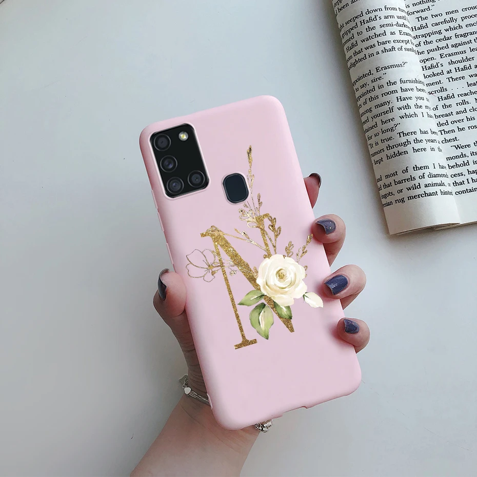 Cute Letter Silicone Soft Phone Case Cover for Samsung Galaxy A21s, 6.5'' Coque s
