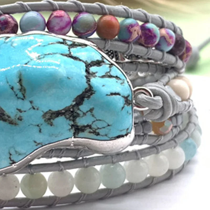 hand-knitted leather bracelet bohemian wind bracelet 5-stripe chakra bracelet