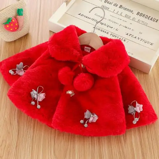 Baby Girls kids Winter Button Cardigan Jacket Toddler Windbreaker Warm Cloak Cardigan Bowknot Coat Snow Wear Clothes