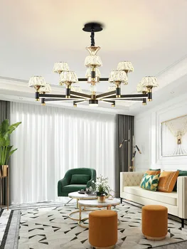 

Nordic postmodern crystal light arm luminous chandelier simple and light luxury living room bedroom dining room LED chandelier