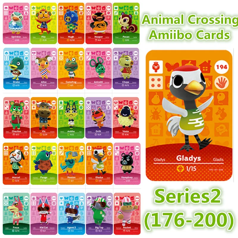 Игровая карта Amiibo серии 2 (от 175 до 200) с пересекающимися животными новая