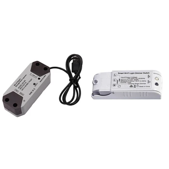 

1Pcs Black Wifi Smart Switch Car Garage Door Opener & 1pcs WiFi Smart Light Dimmer Switch Wireless Module