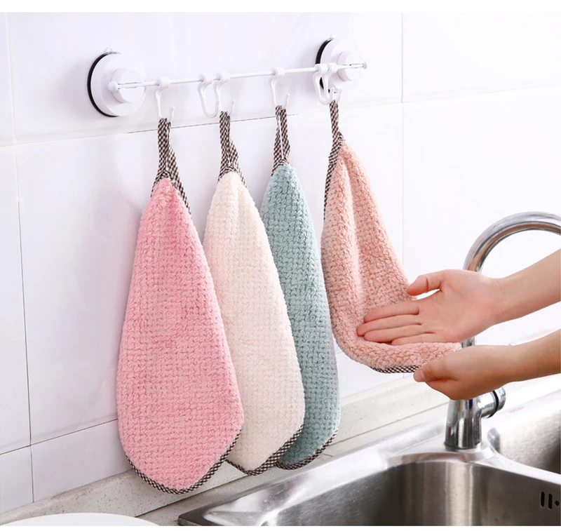 Кухонное полотенце, креативное, многоцветное, на выбор, Коралловое, бархатное, скатерть, полотенце, подвешиваемое, не сбрасывает шерсть, Абсорбирующая, чистящая