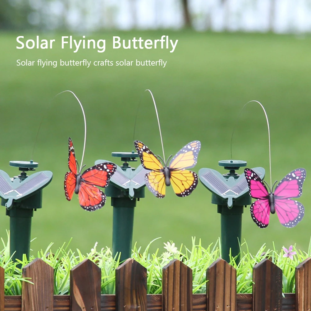 3 pçs energia solar dança voando borboleta