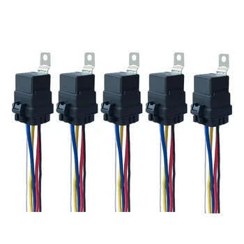 

5Pcs 40/30 Amp 12 V Dc Waterproof Relay andHarness 12 Awg Tinned Copper Wires 5-Pin Style Automotive Relay