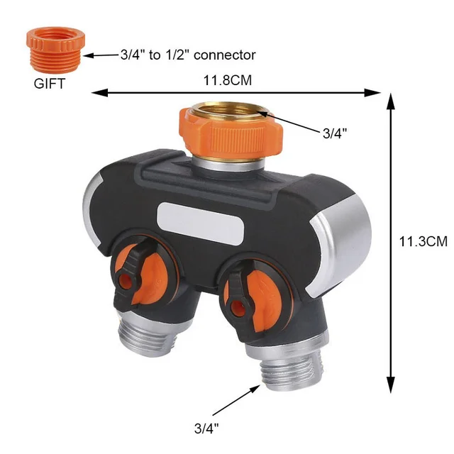 Kert Öntözőszelep Vízcsap Osztók Kültéri Csap És Csaptelep 1/2 "3/4" Víz Elválasztó Kerti Öntözés Elosztó - Image 3