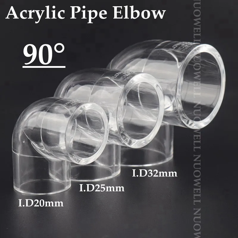 1pc Hi-Quality 20~32mm Thicken Transparent Clear Acrylic Pipe Connector Aquarium Fish Tank Plexiglass Tube Elbow Tee Joints