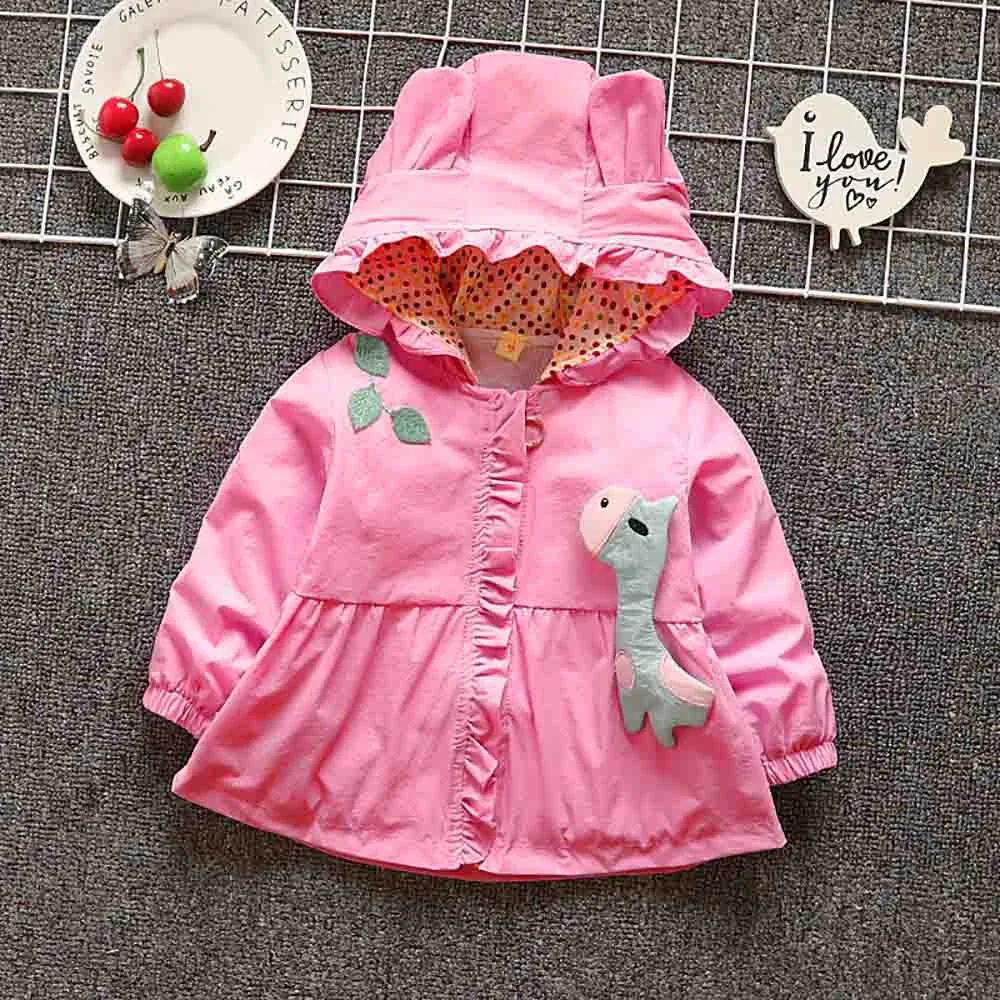 Красивые стильные и модные куртки с капюшоном и длинными рукавами для новорожденных девочек; детская верхняя одежда
