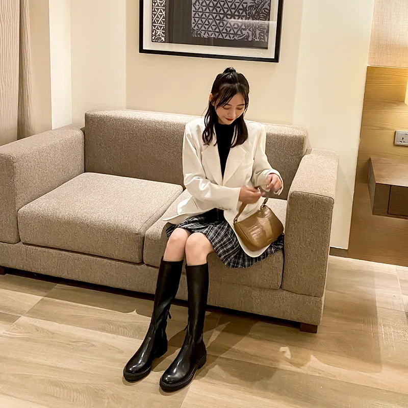 But knee boots 2020 autumn winter new style show thin chunky high-heeled elastic high-heeled high-heeled women's boots