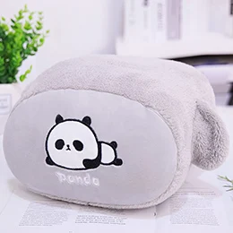 Panda Подушка с вышитыми животными, сохраняющая тепло, пушистая зимняя подушка с отверстиями, динозавр, авокадо, гигантская панда, кактус, плюшевая подушка, 30*25 см - Цвет: Panda