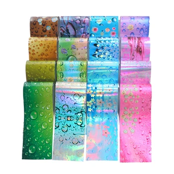 

16 Pcs/Set Holographic Nail Starry Sky Stickers DIY Transparent Colorful Mixed Nail Art Decoration Stickers