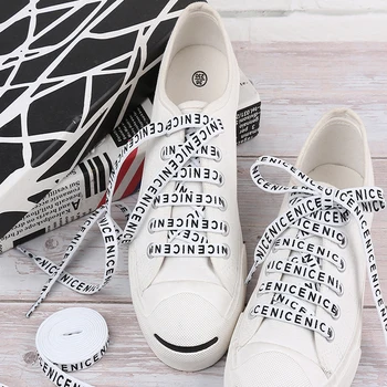 

1 Pair Stylish Flat Printed Letter Shoelaces Pretty Bootlaces Trendy Colourful Length Specialty Canvas Sneakers Shoe string