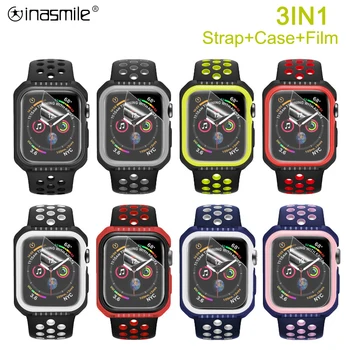 

Stylish Case strap for Apple Watch 4 5 40MM 44MM band Protective Cover for iWatch 3 2 1 38MM 42MM Screen protector accessories