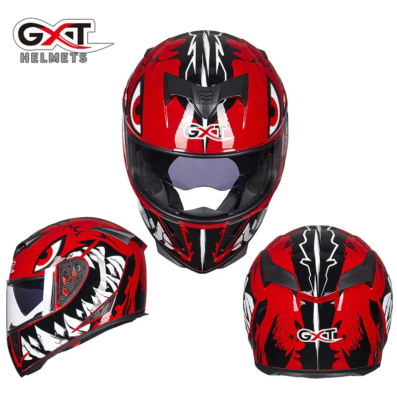 

GXT Full Face Motorcycle Helmet Novelty Racing Motocross Helmets Demon Horns Flip Up Helmets For Motorcycle Casco Moto Capacete