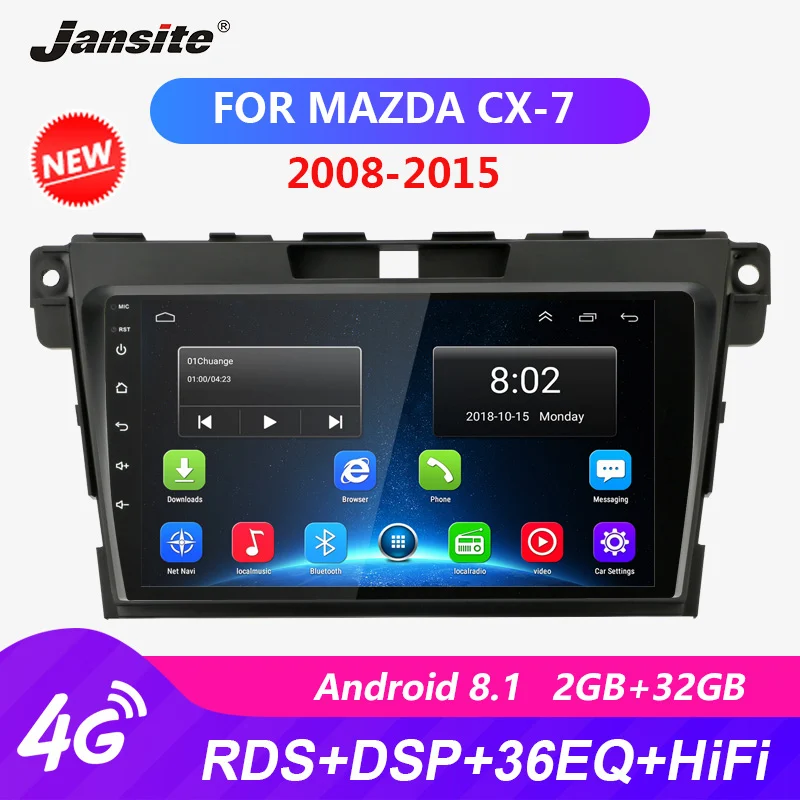 

Jansite RDS 9" Android Car Radio For Mazda CX7 2008-2015 DSP Touch screen player HIFI function 2G+32G ROM coche video with frame