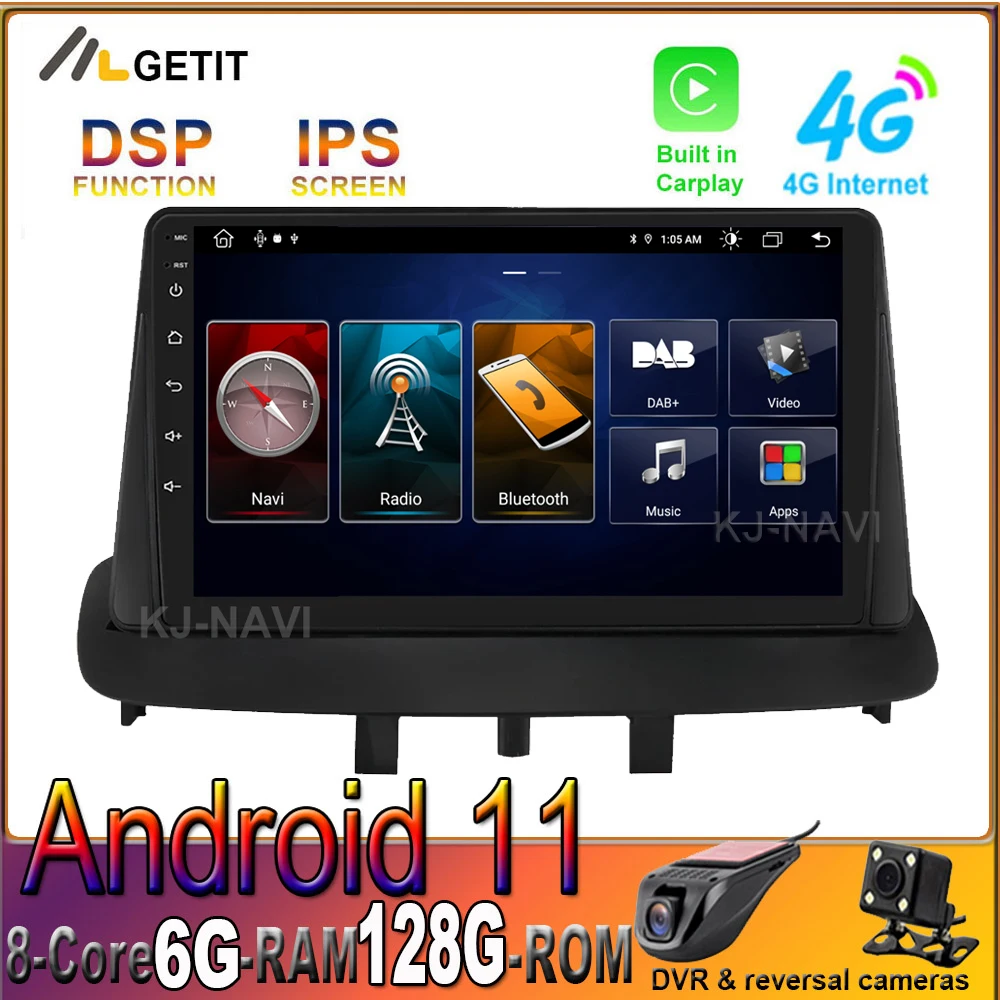 9 дюймов 6 + 128 ГБ Android 11 для Renault Megane 3 2008 2009 2010 2011 - 2014 Автомобильный плеер радио