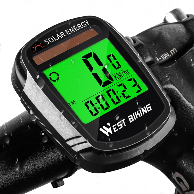

WEST BIKING Bike Computer With Solar Powered Wireless Waterproof Bicycle Speedometer Odometer Automatic Wake-up Cycle Computer
