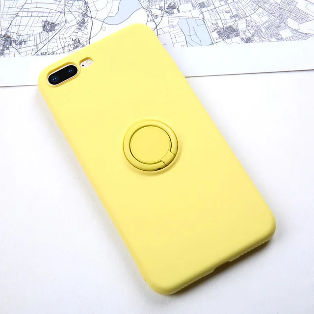 Мягкие жидкие силиконовые чехлы для телефонов ярких цветов для iPhone 11 Pro Max XR XS Max 8 7 6 6S Plus, чехол-подставка с кольцом для iPhoen 11 - Цвет: T8