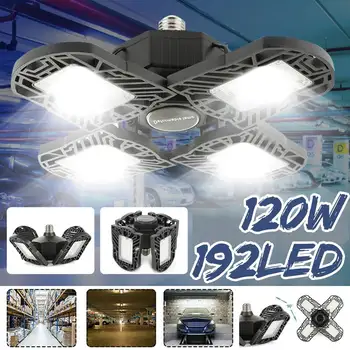 

Led Garage Lamp Deform Industrial Lamp E27 Led High Bay Light 120W 4-Leaves 192LED Workshop Parking Warehouse Lamp 85-265V